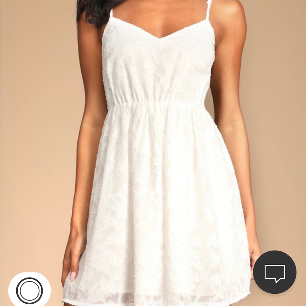Lulu’s Lovely Meeting You White Floral Jacquard Skater Dress